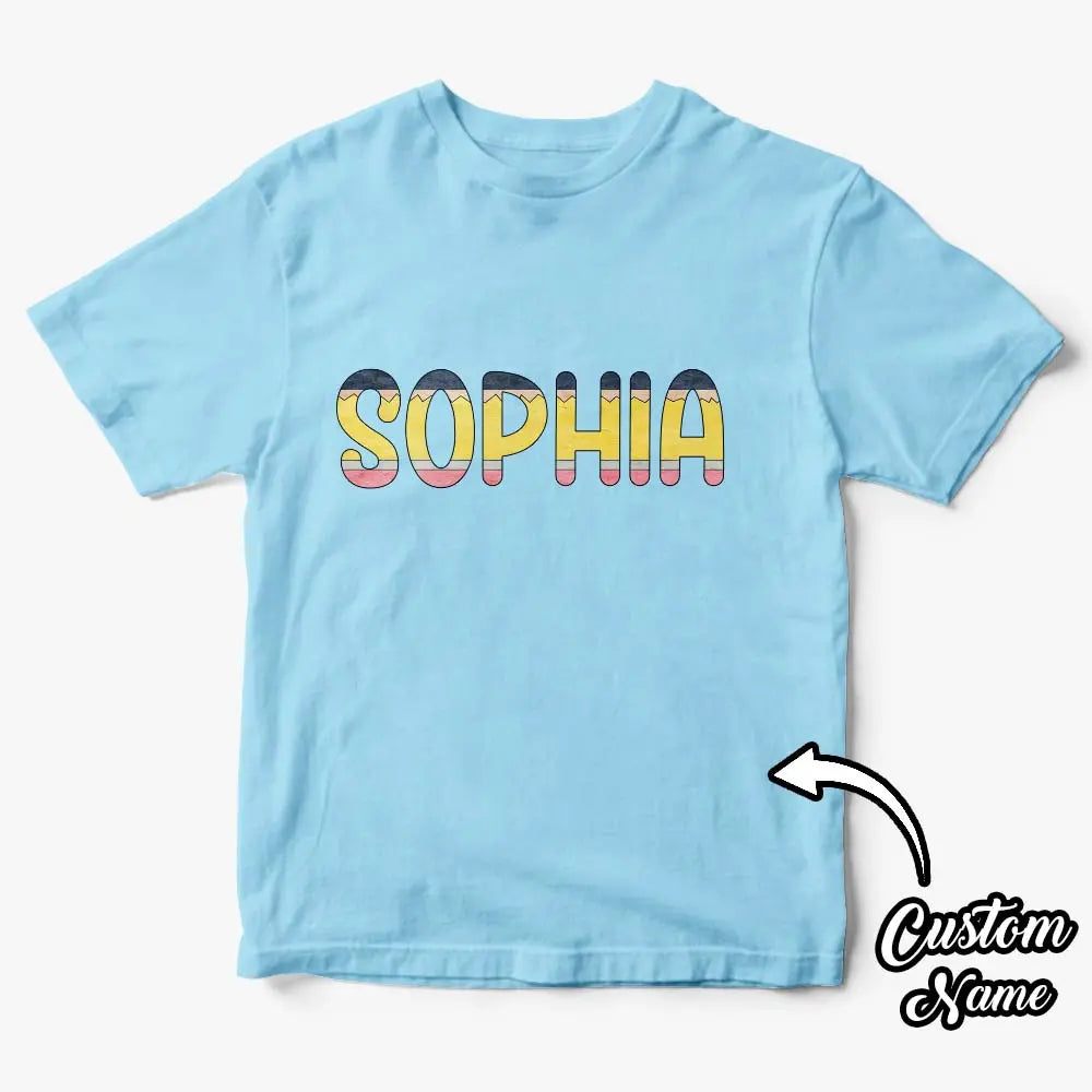 Personalized Back to School Pencil Name T-shirt First Day of School Shirt Gift for Kids