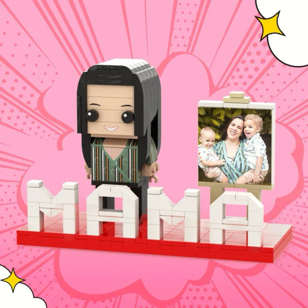 Full Body Custom MAMA 1 Person Brick Figure with Photo Mother's Day Gift