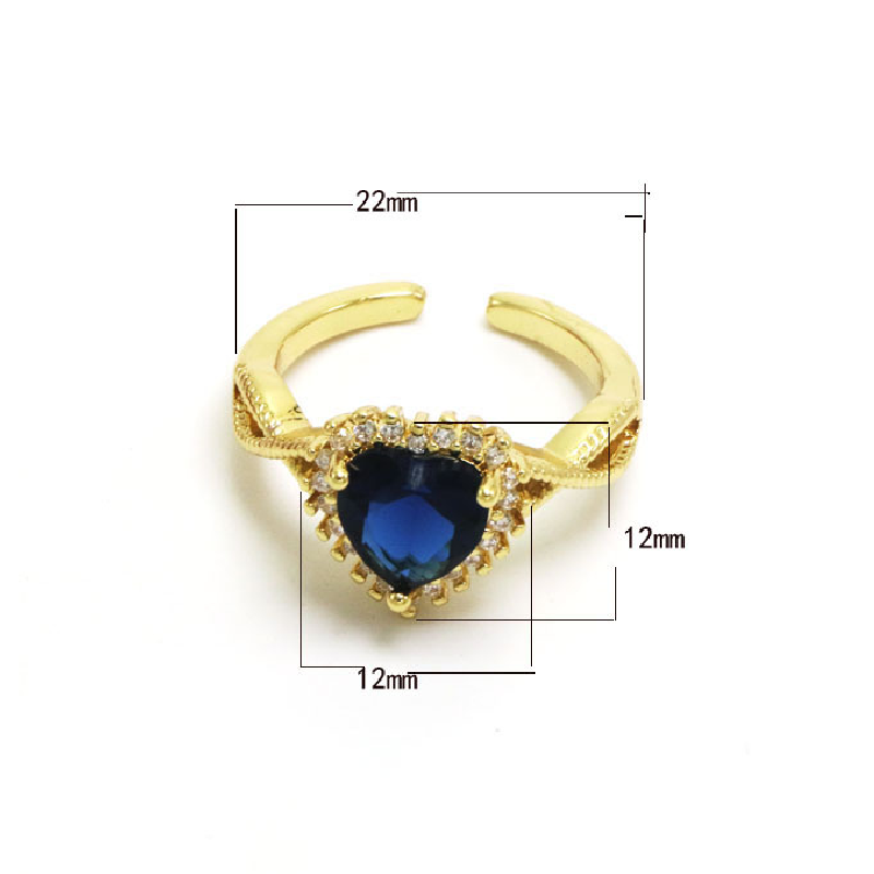 Heart Diamond Open Ring Copper