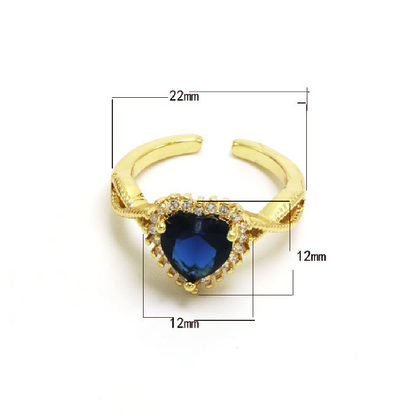 Heart Diamond Open Ring Copper