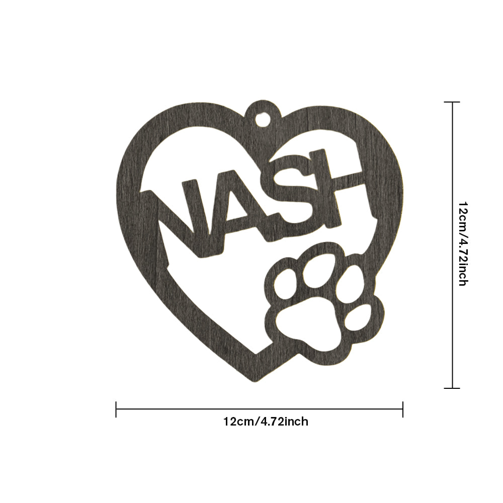 Personalized Wood Heart Dog Paw Name Christmas Ornament