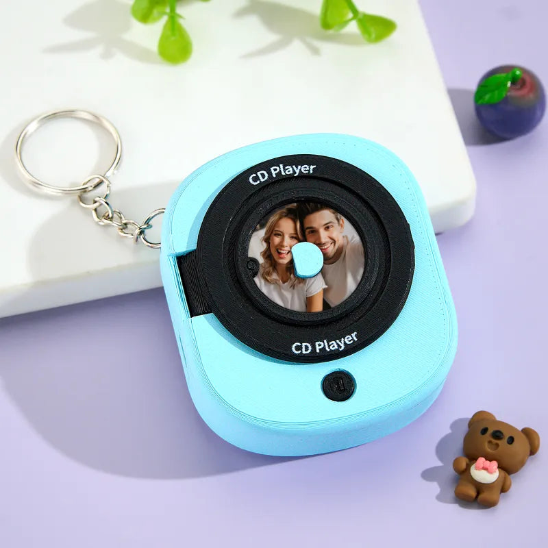 Custom Music CD Record Player Keychain Photo Keychain with Removable Disc