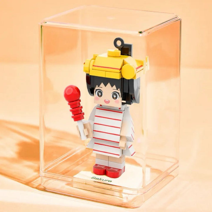 Personalized Mini Brick Figure with Cute Bag Charm Fully Body 1 People Mini Brick Figure Keychain