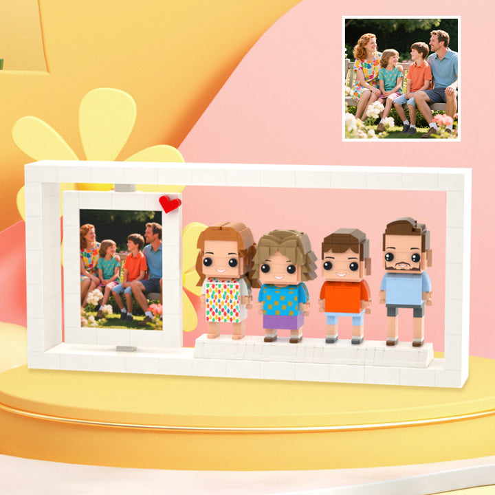 Custom Full-Body Brick Figures of 4 People with Frame Personalized Anniversary Gift Birthday Gift