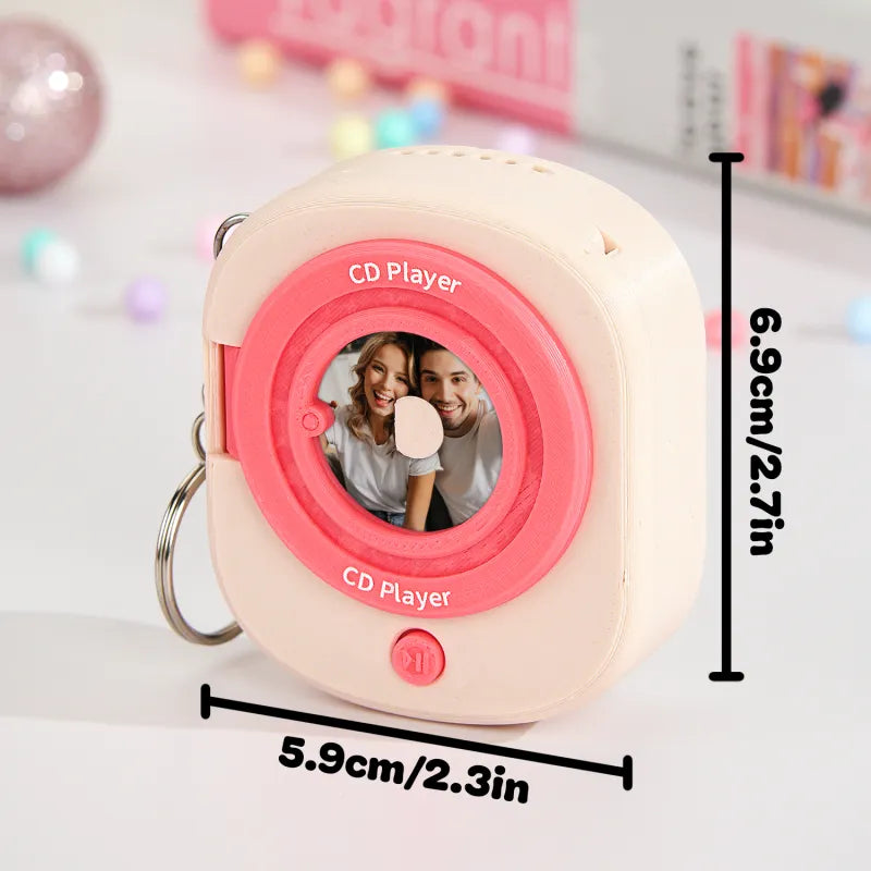 Custom Music CD Record Player Keychain Photo Keychain with Removable Disc