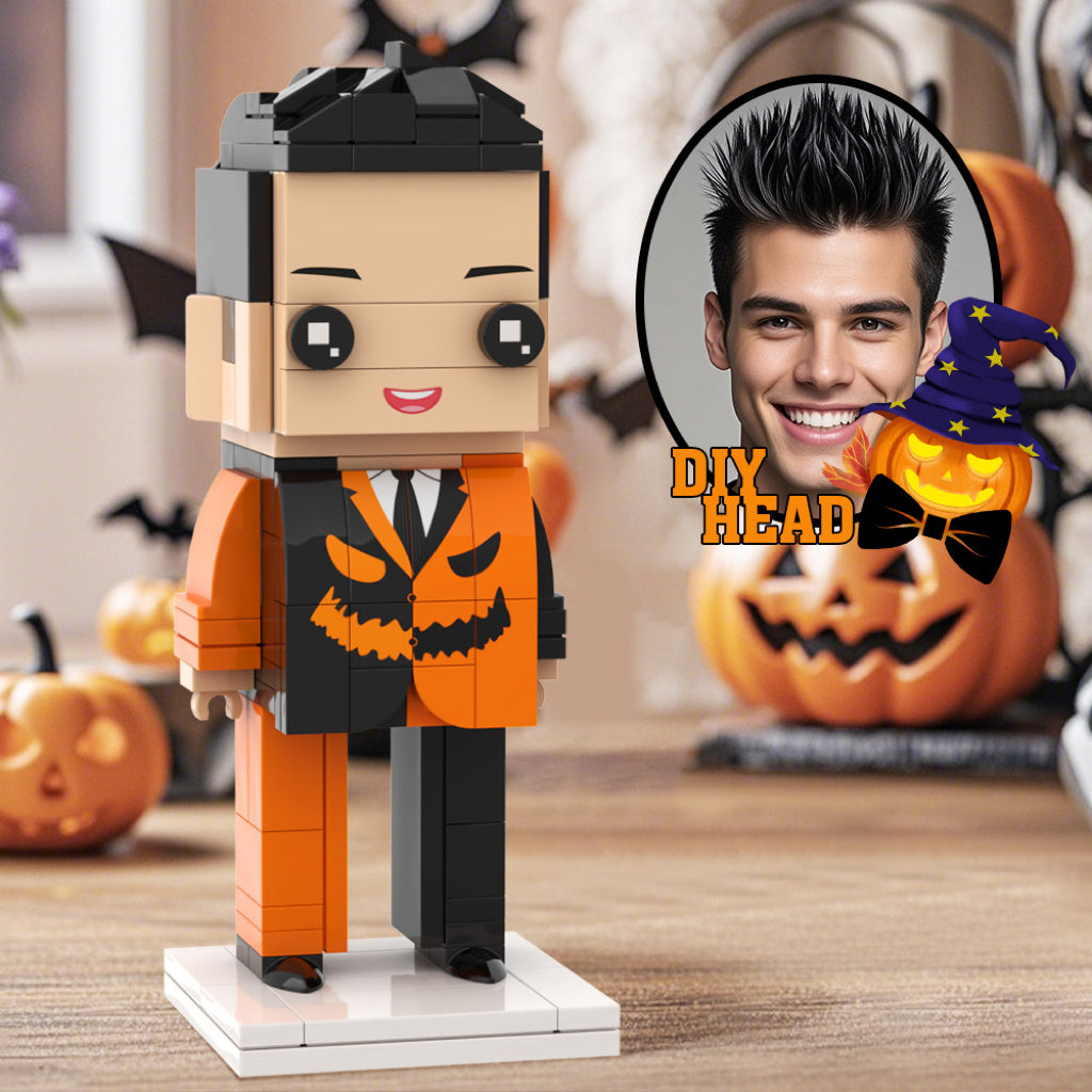 Custom Head Halloween Scary Pumpkin Boy DIY Halloween Brick Figures Personalized Small Particle Block Toy