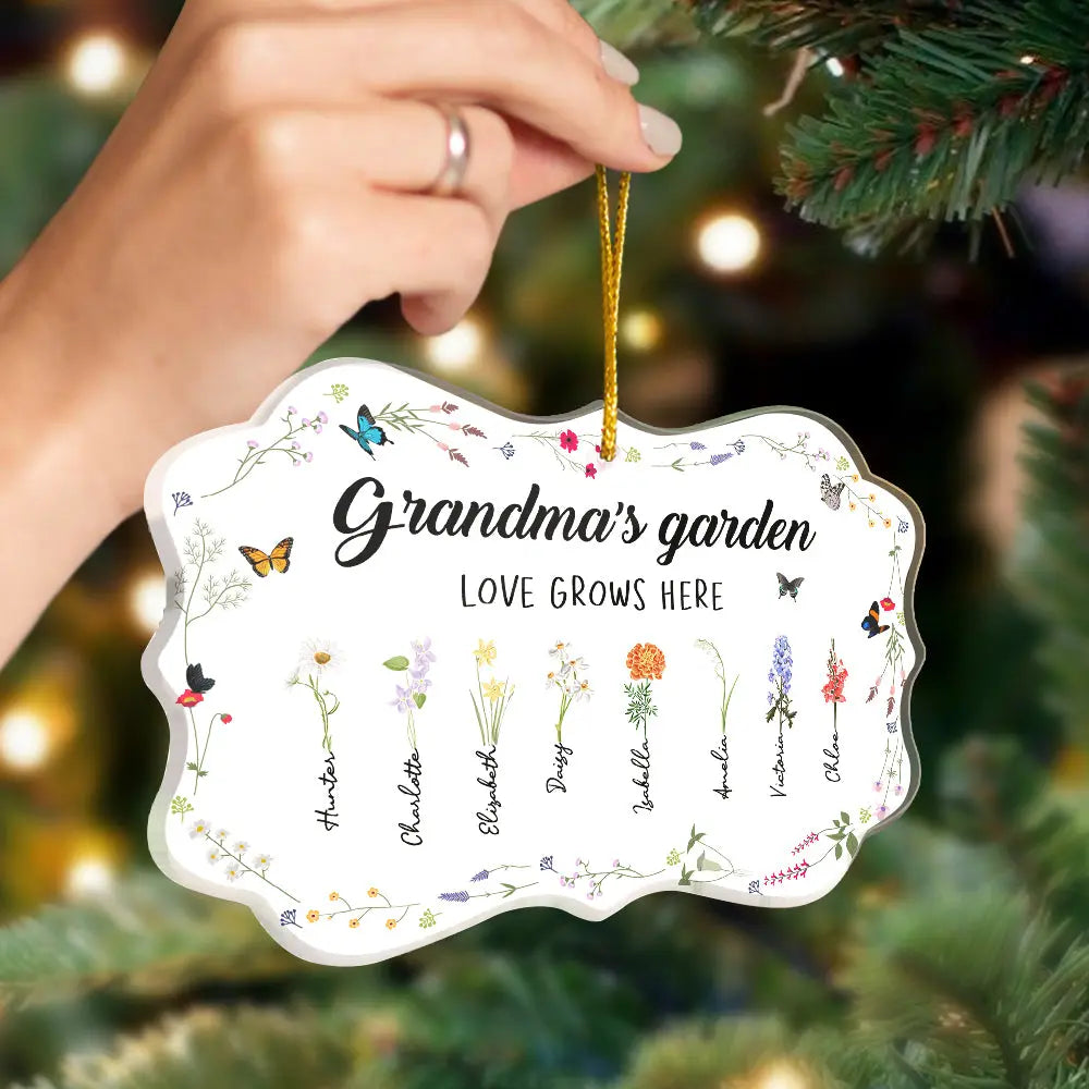 Personalized Grandma's Garden Birth Flowers Acrylic Ornament Custom Birth Month Flower Mother's Day Gifts