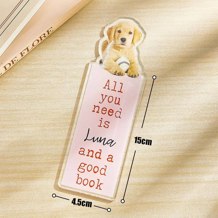 Personalized Acrylic Bookmark with Pet Photo Name Gift for Cat Dog Owner Book Lovers