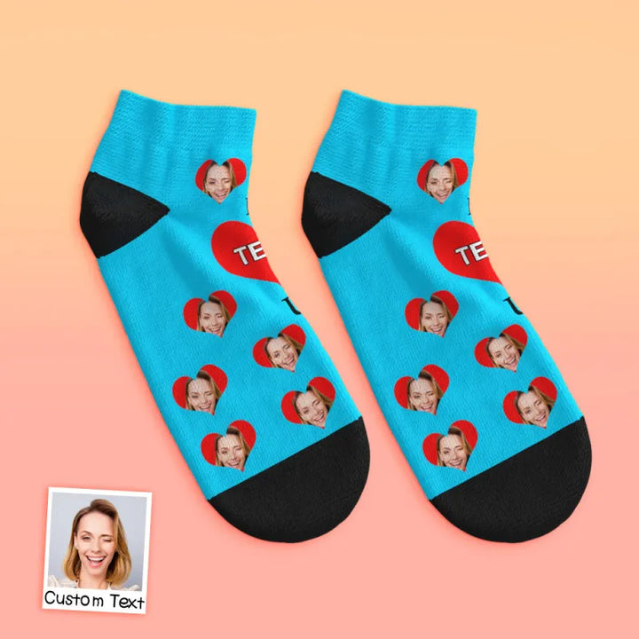 Custom Face Low Cut Ankle Socks – A Heartfelt "I Love U Mom" Gift for Every Occasion