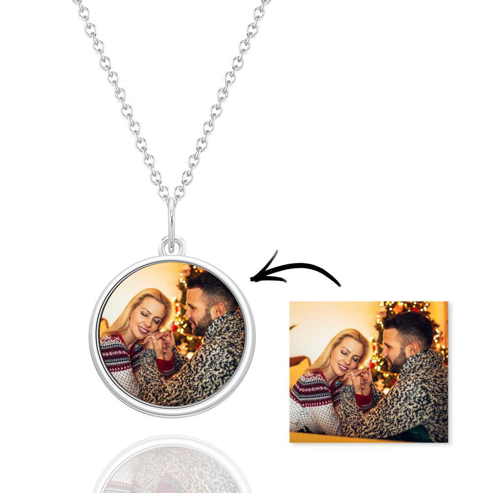 Personalized Circle Photo Necklace Gifts For Couple