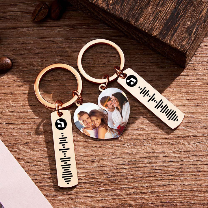 Custom Music Code Keychain Custom Name in Heart Shape Keychain for Her