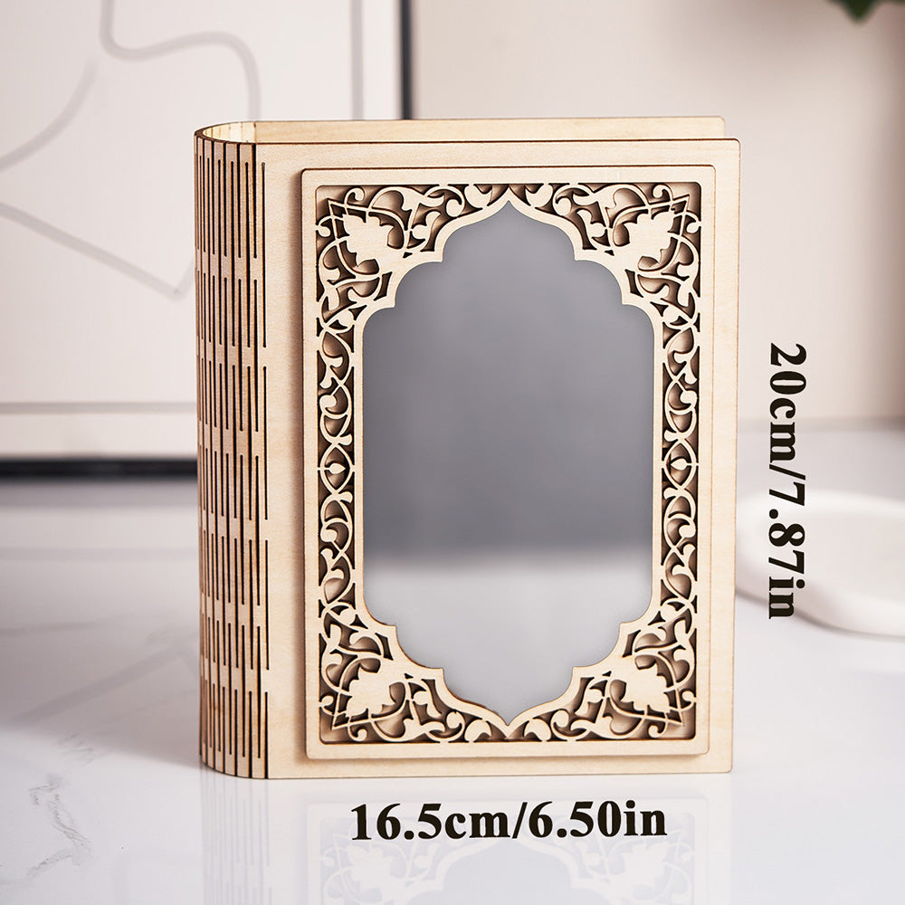 Personalized Mirror Photo Frame Grimoire Shape Light Gift for Book Lovers