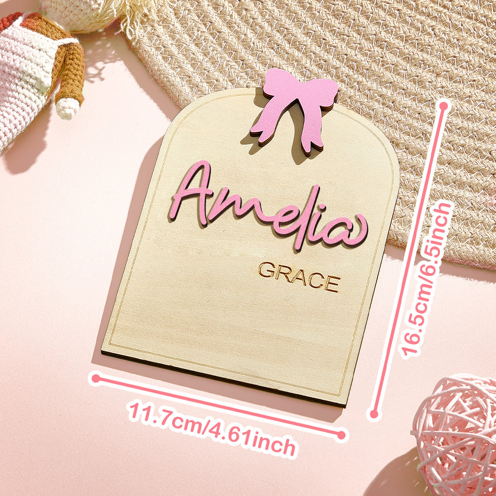 Personalized Coquette Bow Baby Name Sign with Birth Information Baby Shower Gift for New Mom
