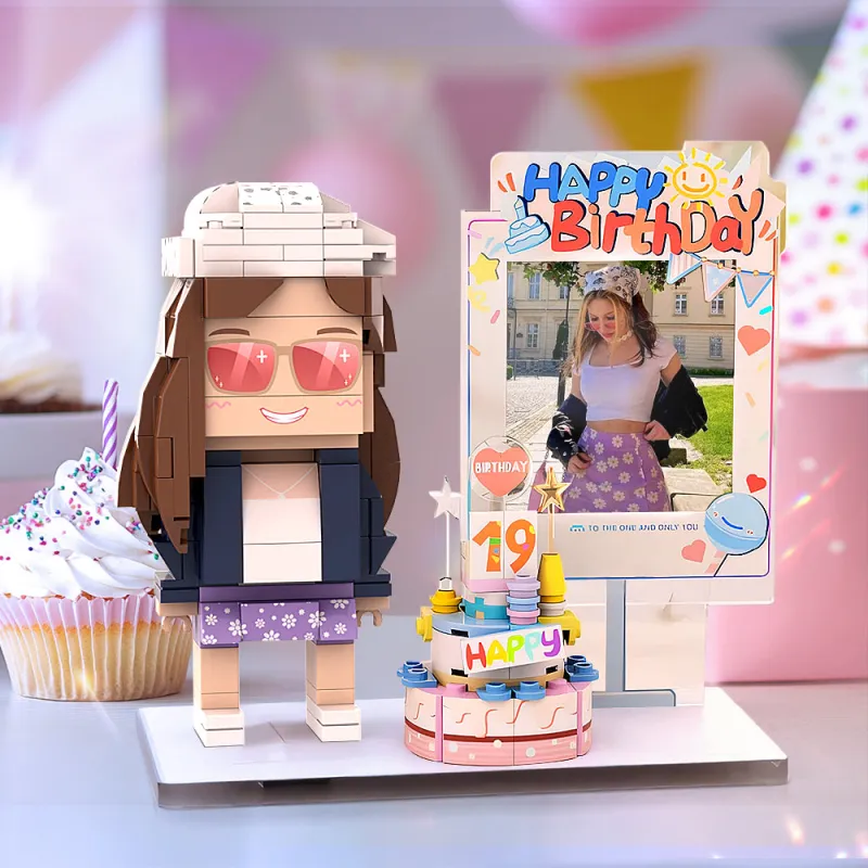 Full Body Birthday Themed Brick Figures Universal Interlocking Plastic Toy Customizable 1 Person Small Particle Block Toy Gift For Birthday