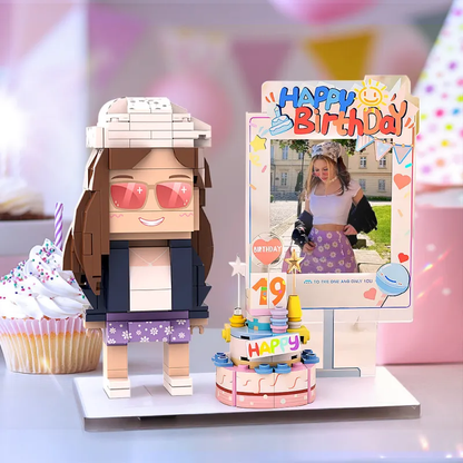 Full Body Birthday Themed Brick Figures Universal Interlocking Plastic Toy Customizable 1 Person Small Particle Block Toy Gift For Birthday