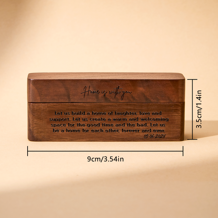 Personalized Engraved Wood Rings Bearer Box with Vow of Happiness Wedding Proposal Gift for Couple