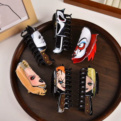 Halloween Clown Ghost Face Hair Clip Back Of The Head Hair Clip Shark Hair Clip Headdress Hairpin Ladies Halloween Gift