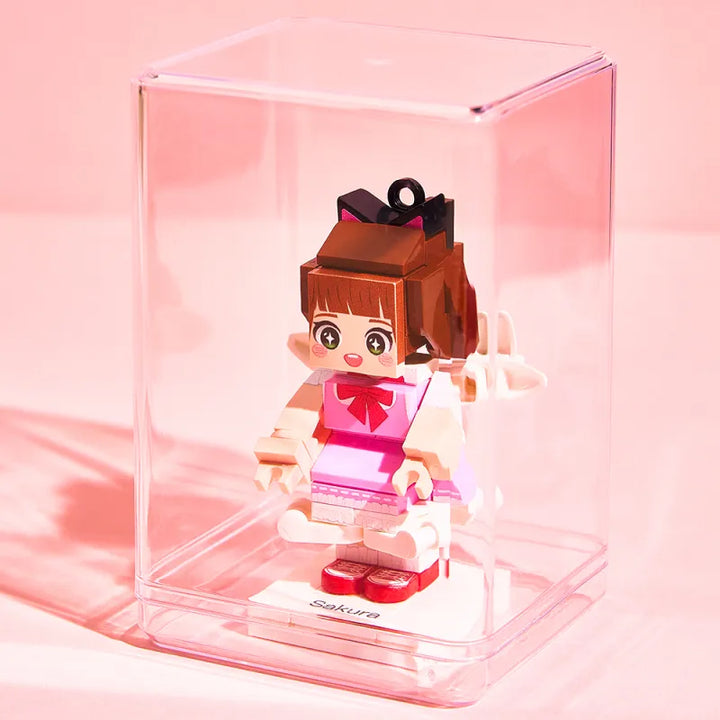 Personalized Mini Fully Body 1 Person Brick Figure with Engraved Text Keychain and Bag Charm Gift