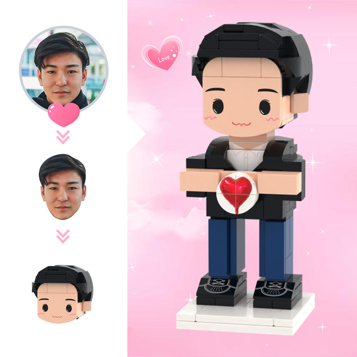 Custom Cute Head Brick Figures Man Show Love Brick Figures Personalized 1 People Brick Figures