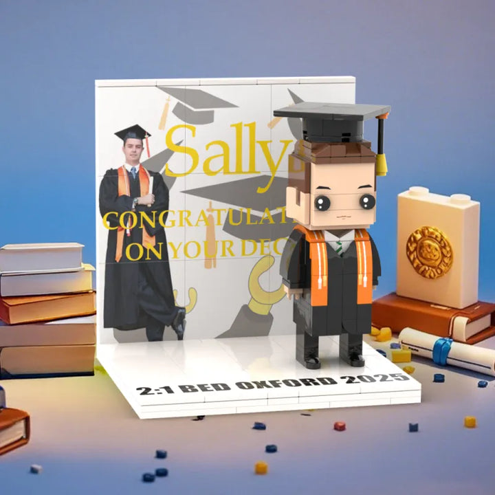 Custom Text Brick Figure Full Body Customizable 1 Person Display Panel Graduation Gift