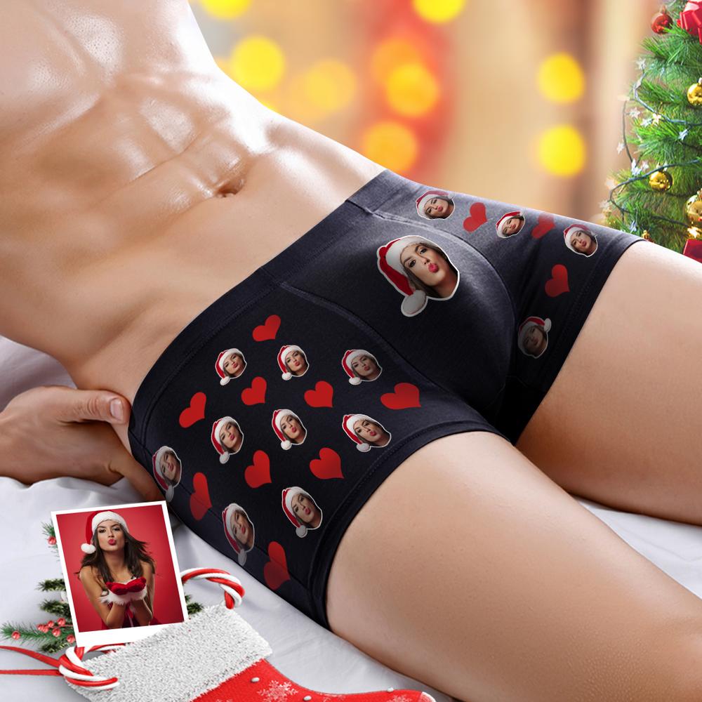Custom Photo Boxer Men's, Heart Face Underwear - Men
