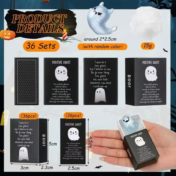 Halloween Mini Ghost Figures Glow-In-The-Dark Resin Figures With Box