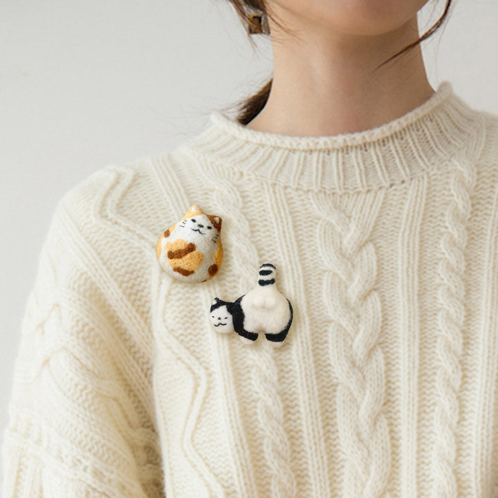 Adorable Handmade Felt Kitten Brooch - Perfect Gift for Cat Lovers