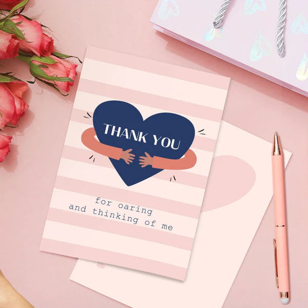 Thank You Card Thank You For Caring and Thinking Of Me Heart Birthday Gifts