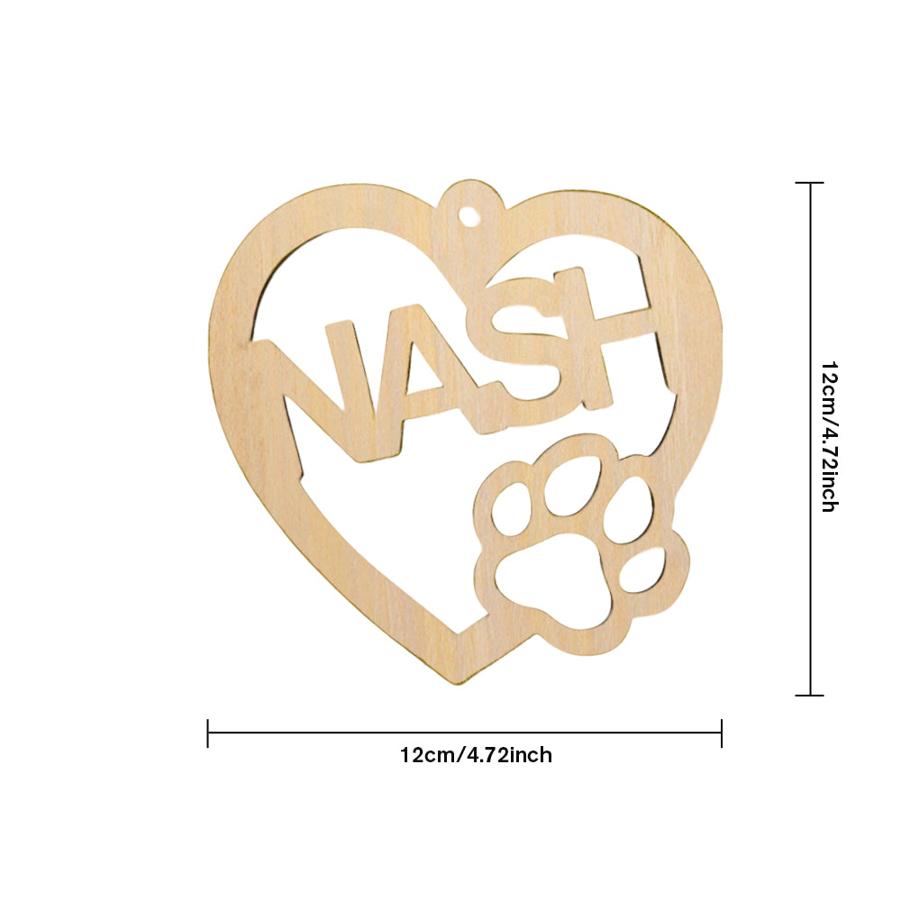 Personalized Wood Heart Dog Paw Name Christmas Ornament