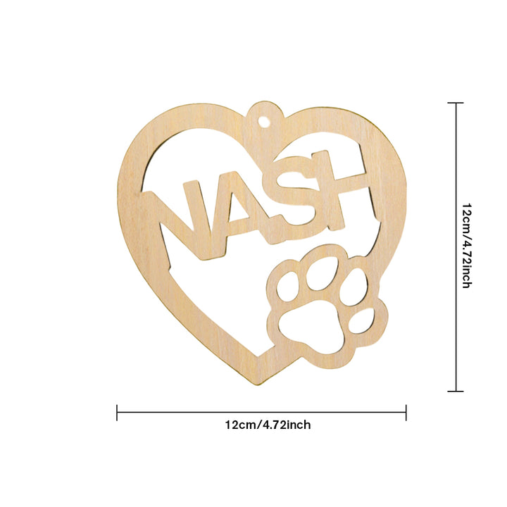 Personalized Wood Heart Dog Paw Name Christmas Ornament