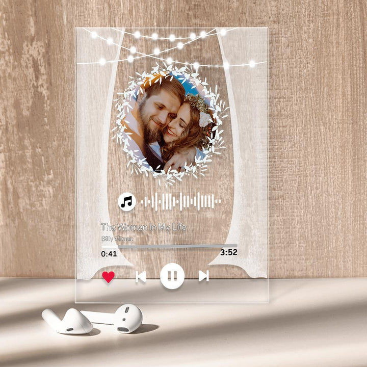 Custom Photo Marry Me Circular Scannable Music Code Music Plaque Night Light Personalized Acrylic Photo Frame