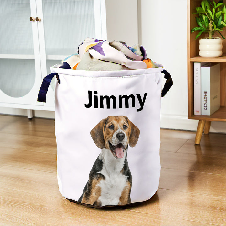 Personalized Pet Portrait Storage Basket Toy Laundry Basket Birthday Gift for Pet Lover