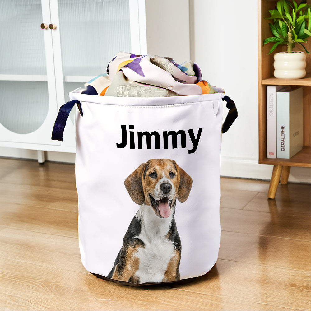 Personalized Pet Portrait Storage Basket Toy Laundry Basket Birthday Gift for Pet Lover
