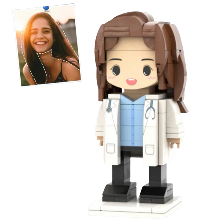 Personalized Head Custom Text Female Doctor Brick Figures Doctor's Day Gift Career Gift