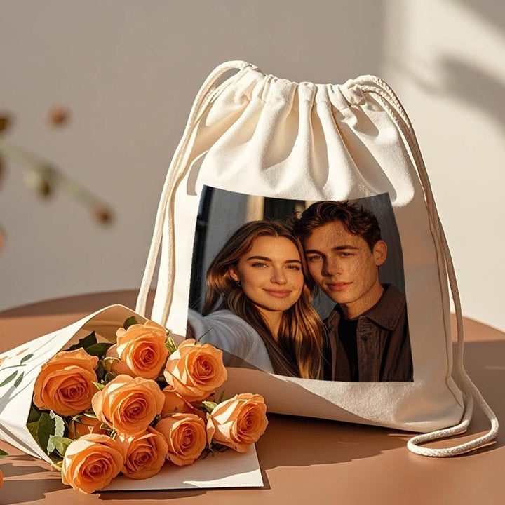 Custom Photo Drawstring Canvas Bag – Perfect for Travel & Daily Storage