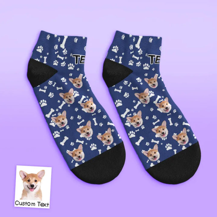 Custom Face Low Cut Ankle Socks with Dog Gift for Pet Lover