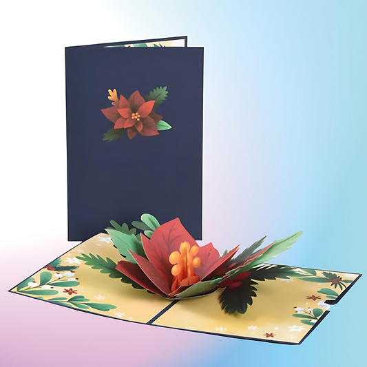 Creative Christmas 3D Pop Up Card Blue Fower Pop Up Greeting Card