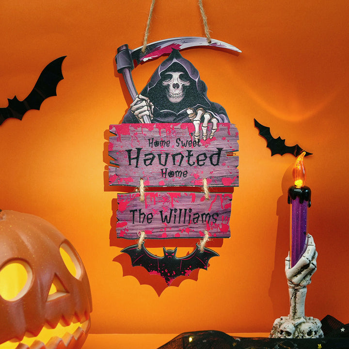 Personalized Death Scythe Ornaments Halloween Door Sign Home Decor for Halloween Gift