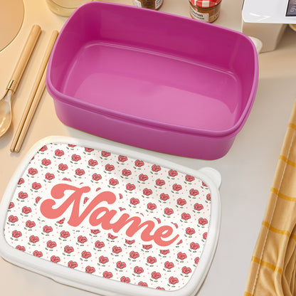 Personalized Name Lunch Box Cute Flowers Print Lunch Box Birthday Gift for Kids