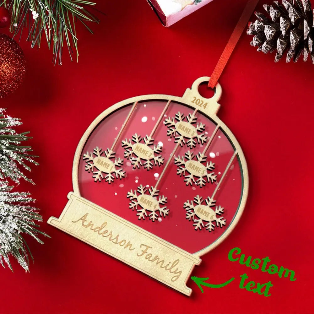 Custom Engraved Name Christmas Ornament Personalized Wooden Family Ornament Christmas Tree Decoration