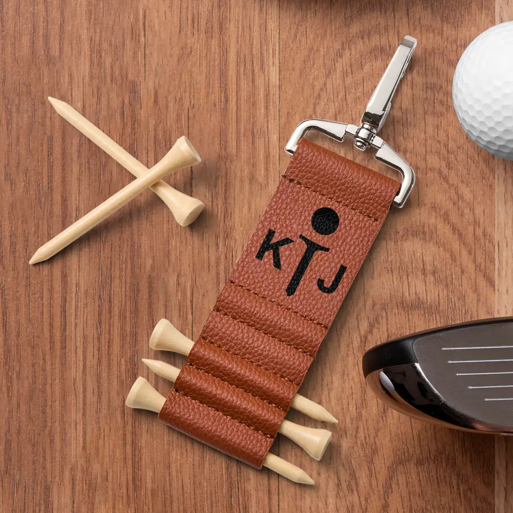 Personalized Golf Bag Tag Tee Holder with 5 Tees Golf Accessory Gift for Golf Lover
