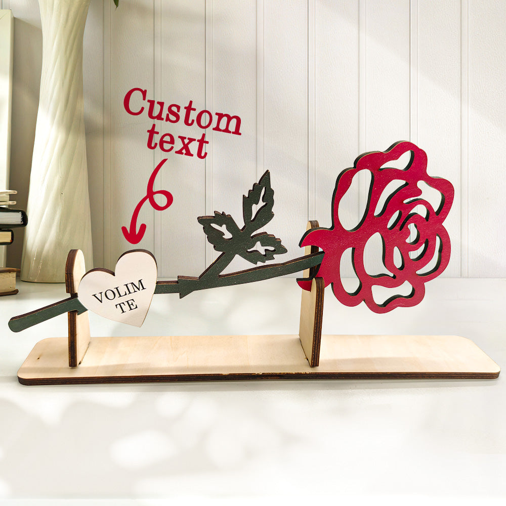 Personalized Wooden Rose Decor with Text
