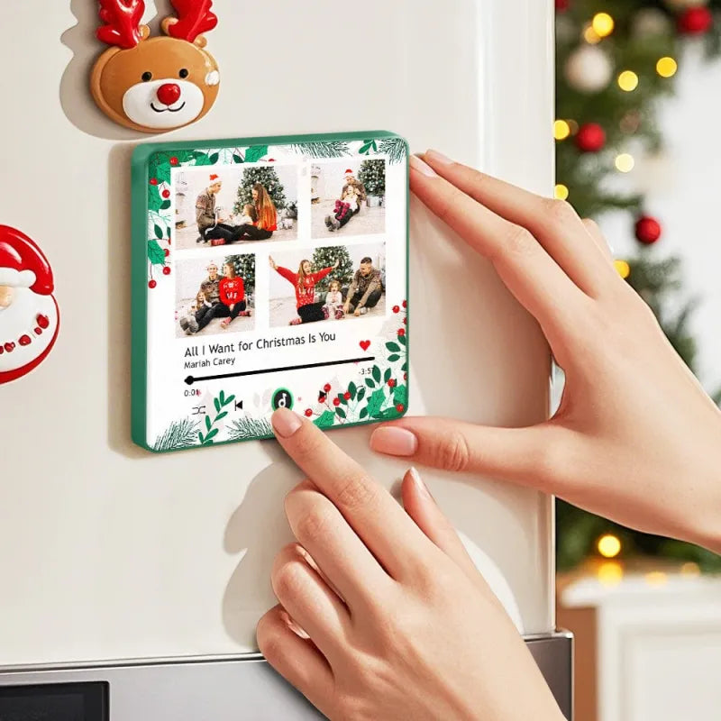 FridgeBeats Framed 4.0 Custom Music Fridge Magnet Personalized Multi Photo Fridge Magnet for Christmas Gift