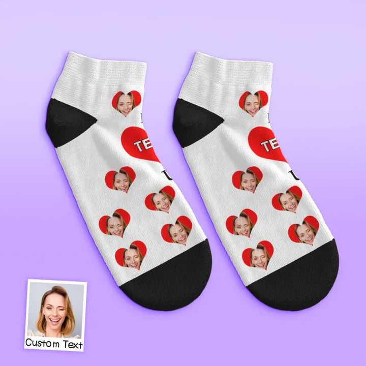 Custom Face Low Cut Ankle Socks – A Heartfelt "I Love U Mom" Gift for Every Occasion