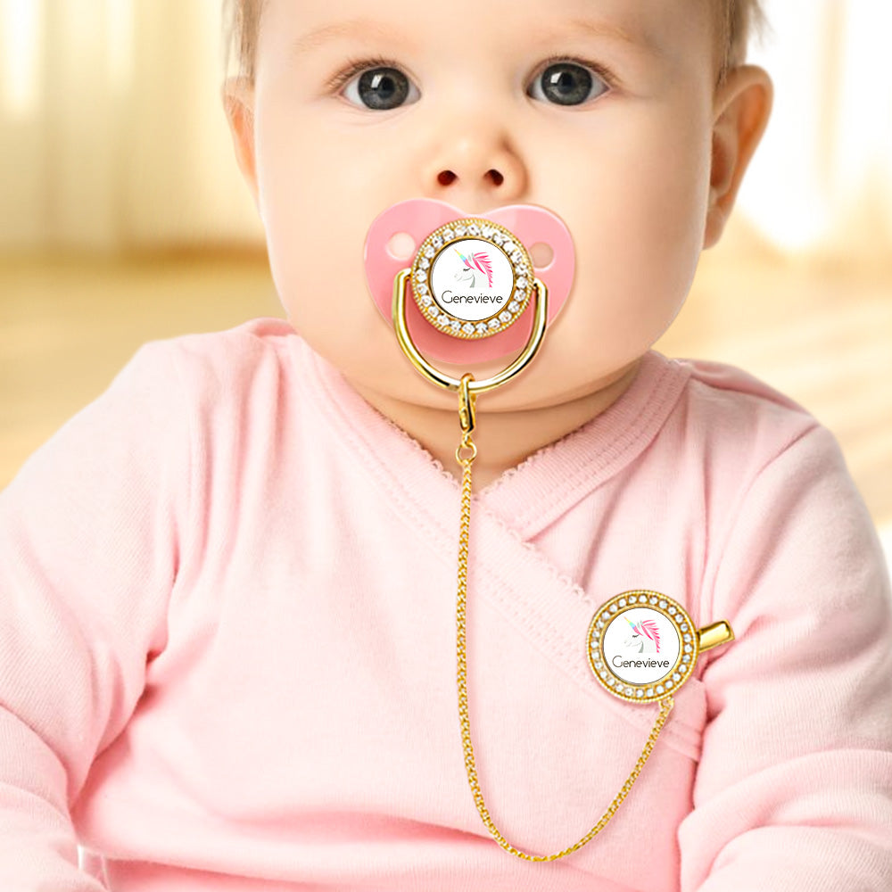 Custom Name Unicorn Baby Pacifier & Clip Set – Personalized Newborn Gift