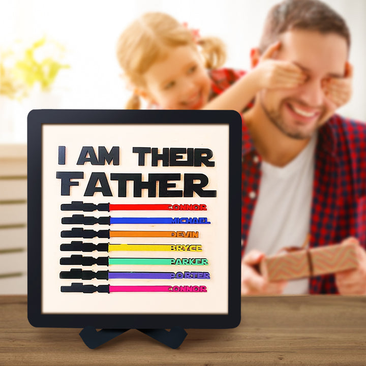 Custom Name Light Saber I AM THEIR FATHER Wooden Sign for Father's Day Gifts