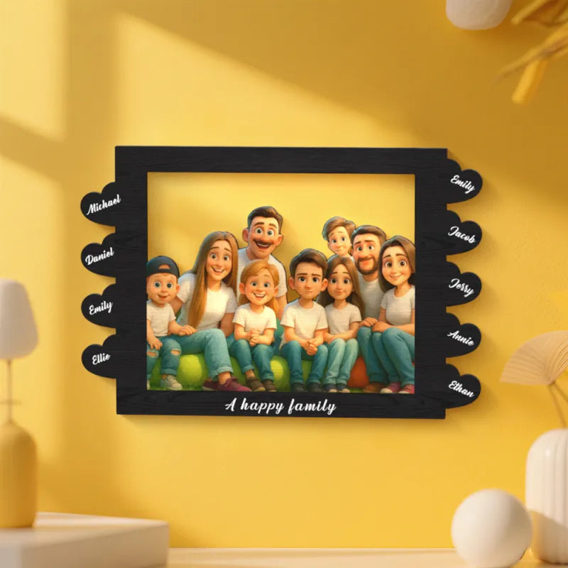 Personalized Cartoon Style Heart-Shaped Name Photo Frame Best Anniversary Birthday Family Holiday Gift