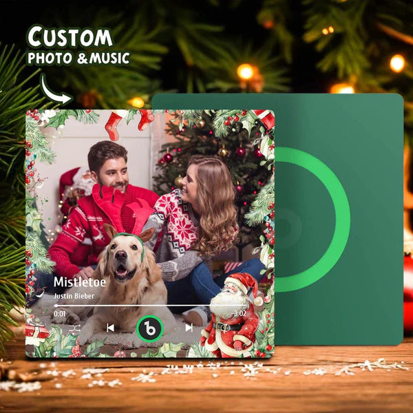FridgeBeats Frameless Custom Family Photo Music Fridge Magnet Christmas Gifts for Family Personalized Music Magnets Can Play Songs