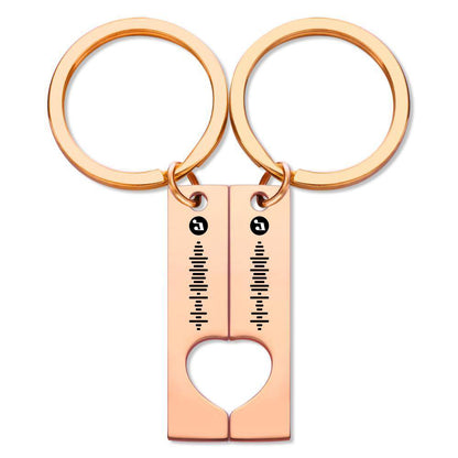 Best Gift For Friend 2 Personalized Music Code Keychain | Heart Cut Out Keychain