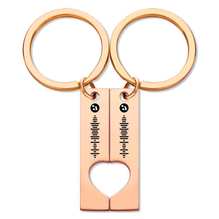 Best Gift For Friend 2 Personalized Music Code Keychain | Heart Cut Out Keychain